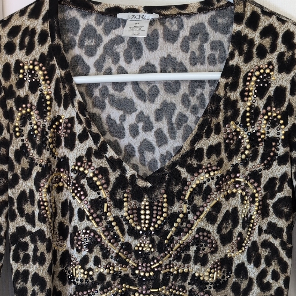 Cache Leopard Patterned Long Sleeve Vintage Top - image 3